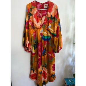 Farm Rio midi/maxi dress XL, stunning colors! 🌈 🦚 ☀️